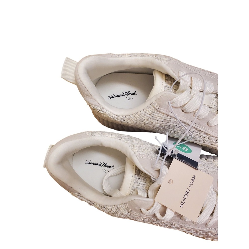 Universal Thread Womens White Tweed Platform Sneakers Shoes Memory Foam - Picture 3 of 11